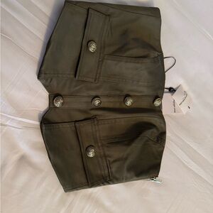 Generation Love Khaki Skirt with Silver Buttons